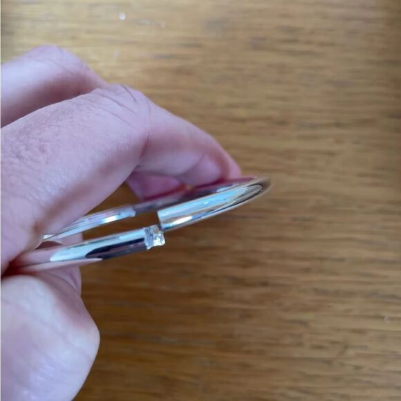 925Â SterlingâSilver Bangle Bracelet Unisex Simple Round SilverâBracelet - Picture 7 of 8